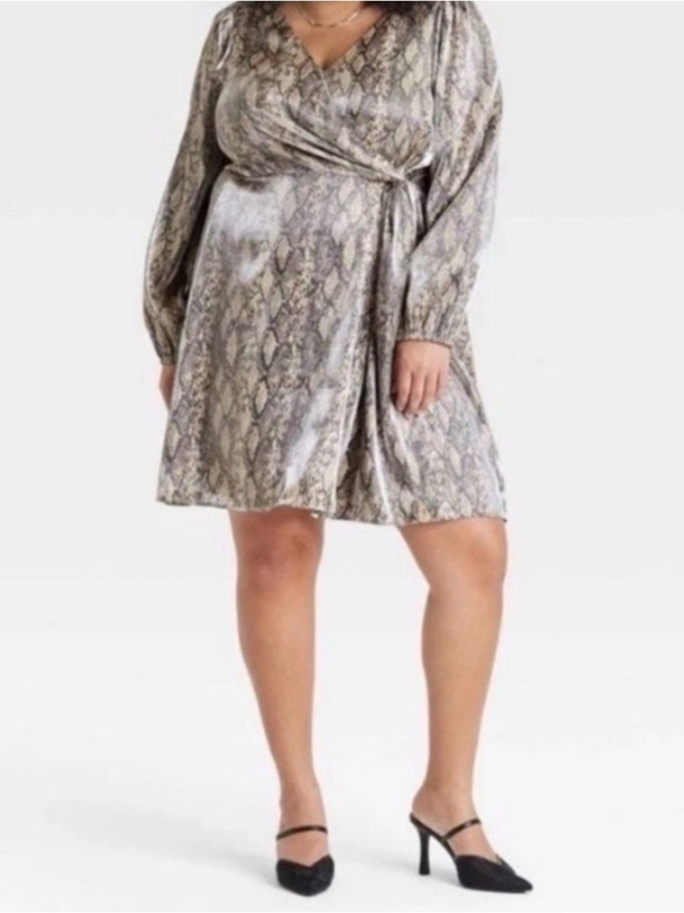 AVA VIV Snake Print Wrap Dress - Size 1X